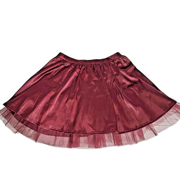 Altar’d State Burgundy Satin Tulle Whimsigoth Skirt M Fairy Grunge Holiday Glam - Picture 4 of 9